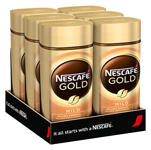 NESCAFÉ GOLD Mild, löslicher Bohnenkaffee aus erlesenen Kaffeebohnen, Instant-Pulver, koffeinhaltig & aromatisch, 6er Pack (6 x 200g)
