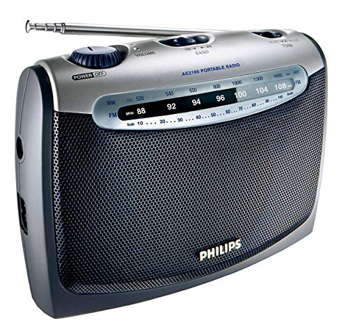 Philips Tragbares Radio AE2160/00C Portables Radio (Analoger UKW/MW-Tuner, Kopfhöreranschluss) Schwarz/Silber