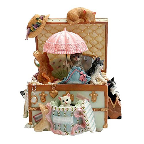 DSJSUG Spieluhren Katze Schmuckschatulle Spieluhr Mädchen Geburtstagsgeschenk für Familie und Freunde Wunderbare Form