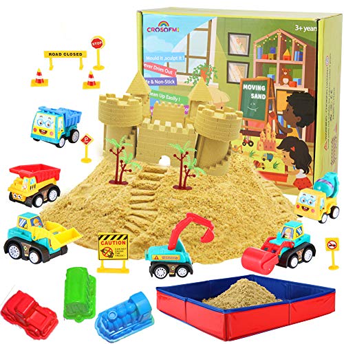 CROSOFMI Magic Sand Für Kinder Set Spielsand Faltbarer Sandkasten für Jungen Mädchen 3 4 5 6 7+ Jahre Alt