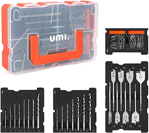 Amazon Brand - Umi Bohrer und Schrauber Set, 55tlg, für Holz-, Metall-, Zementbohrungen und Schraubenantriebe, mit Kunststoffkoffer