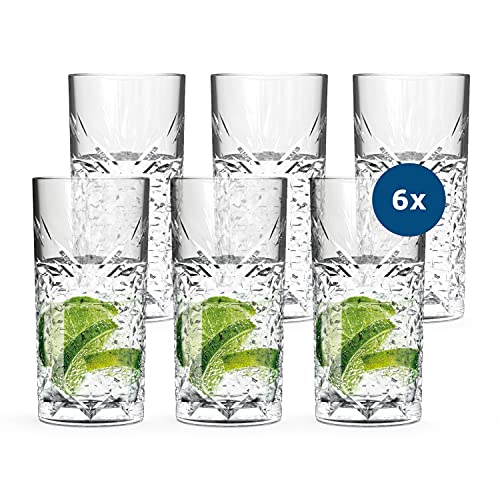 SAHM Gläser Set 6 teilig 450ml | Trinkgläser Set | Timeless Wassergläser Set | Tolle Gin Gläser, Gin Tonic Gläser & Latte Macchiato Gläser