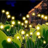 GuKKK 2 Stück Solarlampen für Außen Garten, 10 LED Firefly Solar-gartenlichter Außen, Solarlampen Garten IP65 Wasserdicht, für Pathway Weihnachten Yard Patio-Landschaft Dekoratives(Warmweiß, 2 Modus)