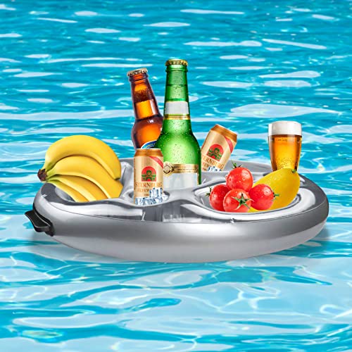 JIASHA Aufblasbarer Getränkehalter, 8 Löchern Schwimmender Bierhalter Pool Getränkehalter Pool Untersetzer Aufblasbare Getränkekühler, für Strand Swimmingbad Party und Wasser-Spaß