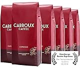 CARROUX Espresso, ganze Bohnen (6x 500 g). Für Siebträger u. Kaffee-Vollautomaten. Frisch geröstete Kaffeebohnen der Privat-Rösterei aus Hamburg