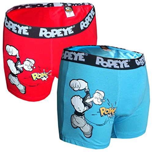 Popeye 2er Pack Boxershorts Rot und Blau Seemann (XL, Blau und Rot)