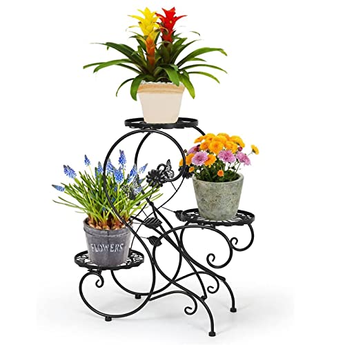 HLC - Blumentöpfe aus Metall, 3 Sitzer klettert, S-Form Schwarz