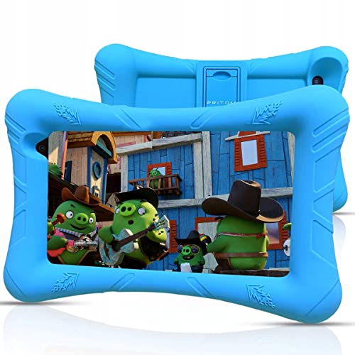 Pritom Kids Tablet, 32 GB ROM, Kinder-Tablet, 7-Zoll-WLAN-Android-Tablet, Android 10, Quad-Core-Prozessor, HD-IPS-Display, Kindersicherung, Bluetooth, Dual-Kamera, Tablet für Kinder (Blau)
