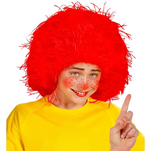 Amakando Wuschelkopf Perücke Clown Kinderperücke rot Rote Wuschel Haarperücke Pumuckl Faschingsperücke Fee Haare Fizzy Karnevalsperücke Frechdachs