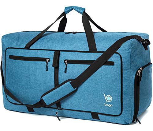Bago Reisetasche für Damen und Herren, leicht, faltbar, 60 l, 80 l, 100 l, SnowBlue, 60L