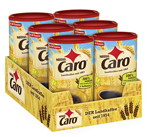 Nestlé CARO Landkaffee, lösliches Pulver aus Gerste, Gerstenmalz, Zichorie und Roggen, koffeinfrei, 6er Pack (6 x 200g)