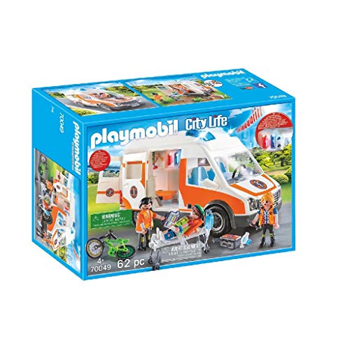 PLAYMOBIL City Life 70049 Rettungswagen mit Licht und Sound, für Kinder ab 4+ Jahren