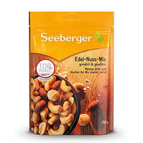 Seeberger Edel-Nuss-Mix 5er Pack: Nuss-Kern-Mischung aus leckeren Erdnusskernen, Mandeln, Cashewkernen und Macadamias - geröstet & gesalzen, vegan (5 x 150 g)