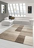 Designer Teppich Moderner Teppich Wohnzimmer Teppich Kurzflor Teppich Barock Design Meliert Braun Beige Größe 160x230 cm