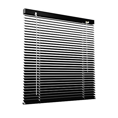 Victoria M. Aluminium Jalousie, 70 x 130 cm, schwarz, Jalousie ohne Bohren, inkl. Klemmclips