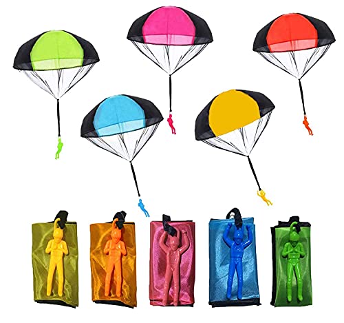 Libershine Fallschirm Spielzeug Kinder, 10 Stück Hand Werfen Fallschirm Outdoor Parachute Kinderdrachen Fallschirmspielzeug Flugspielzeug für Kinder Weihnachten Geschenk