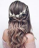 Unicra Blumen Kopfschmuck Perlen Hochzeit Haarschmuck Braut Kristall Kopfbedeckung für Mädchen (Silber)