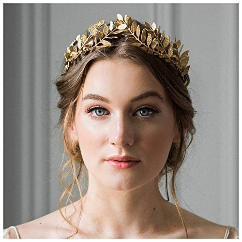 Anglacesmade Brautschmuck, Blatt- / Weinrebe-Stirnband, golden, Diadem, für Hochzeit, Abschlussball Festival, Haarschmuck für Frauen und Mädchen