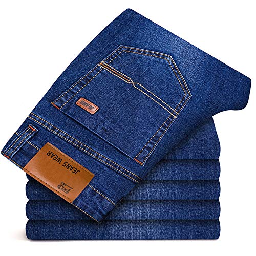 2020 Jeans Business Casual Stretch Slim Jeans Classic Hose Denim Pants Herren schwarz blau -  -  46