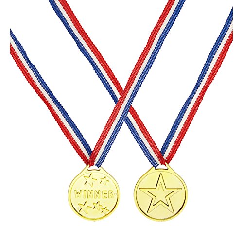 NET TOYS Sieger Medaille Gold Winner Goldmedaille Siegermedaille Gewinner Abzeichen Sportler Kostüm Zubehör Gold Medal