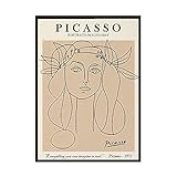 Picasso Wand Bilder abstrakte Pflanze Mädchen Linie Gesicht Poster & Kunstdrucke Vintage Leinwand Bild Wohnzimmer Home Nordic Style Bilder Dekor 50x70cmx1 No Frame