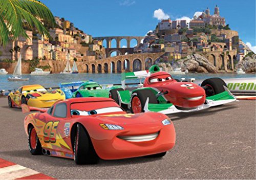 1art1 Cars 2, Lightning McQueen, Francesco Bernoulli Und Ramone, Rennen Fototapete Poster-Tapete 360x254 cm