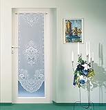 Gardine Türvorhang Fensterbild Scheibengardine hochwertiger Jaquard in weiß - Vorhang in geprüfter Qualität - Ökotex …auspacken, aufhängen, fertig! Typ100