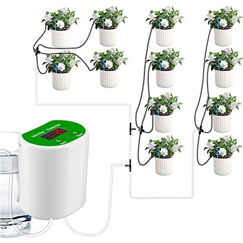 Aedcbaide Automatisches Bewässerungssystem, 12 Zimmerpflanzen Bewässerungssystem Topfpflanzen Kits, LED-Anzeige und USB-Kraftwerk Selbstbewässerungssystem, DIY Automatische Pflanzenbewässerungsgeräte