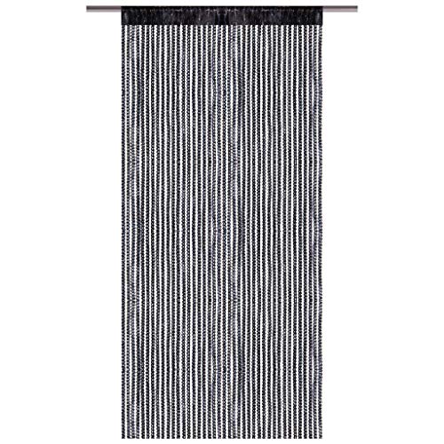 Arsvita Fadenvorhang Metallik-Optik mit Stangendurchzug, Türvorhang 140x250cm (Schwarz)