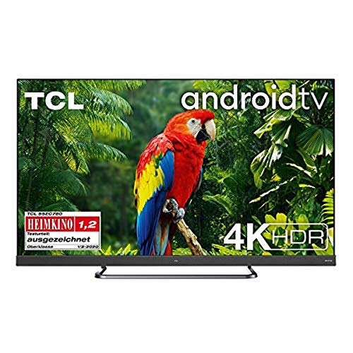 TCL 55EC780 Fernseher 139 cm (55 Zoll) Smart TV 4K UHD (Android TV,4K HDR Pro, HDR 10+, Netflix 4K, ONKYO Soundbar, Prime Video, Works with Alexa) Brushed Titanium