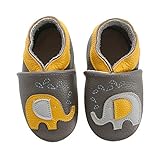koshine Weiches Leder Krabbelschuhe Baby Schuhe Kinder Lauflernschuhe Hausschuhe 0-3 Jahre (12-18 Monate, Elefant)