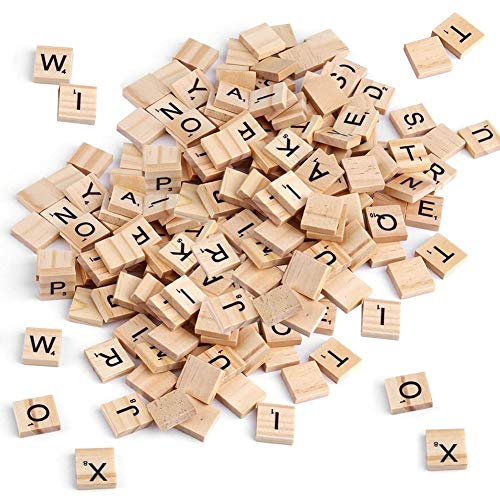 SUNSK Scrabble Buchstaben Holz Alphabet Buchstabe Fliesen mit ABC Buchstaben & Zahlen DIY Handwerk Dekoration für Handwerk Buchstabieren Scrapbooking 200 Stück