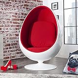 cagü: Design Retro Lounge Sessel Sitzei [EGG BALL] Weiß-Rot drehbar Designklassiker Space Age, NEU!