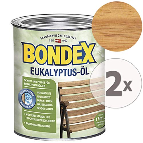 Gardopia Sparpaket: Bondex Eukalyptus-Öl 7072 Holz-Schutz Pflege & Farbauffriischung, 2 x 750 ml