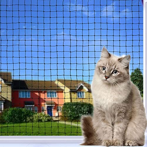 Tatamiyya Katzennetz für Balkon, 6x3m Katzennetz Drahtverstärkt ist Robust UV-Beständig & Witterungsfest, Schutznetz Katzen für Balkonen und Fenstern(Schwarz)
