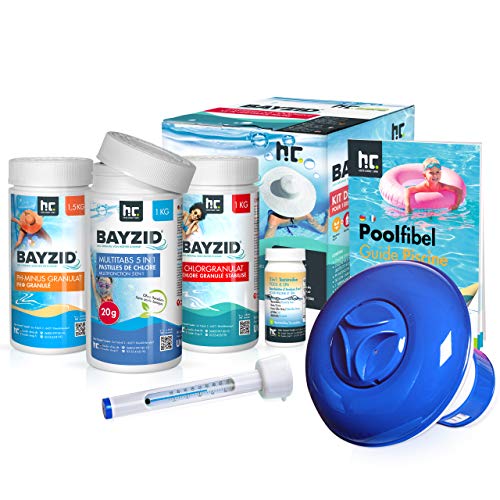 Höfer Chemie BAYZID® Pool Starterset 7 TLG Wasserpflege durch Pool Chlor Granulat, PH Minus und Multitabs