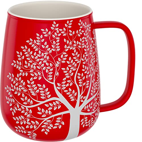 amapodo Tasse groß - Kaffeebecher Porzellan 600ml - Kaffeetasse gross - Geschenke für Frauen - Jumbotasse - Coffee Mug - XXL Kaffee Bürotasse Rot