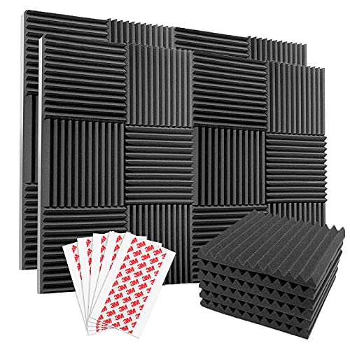 Komake 24 Stück Platten Akustikschaumstoff Noppenschaumstoff,Platten Schalldämmung Akustikschaumstoff Schalldämmung für Tonstudio Schallabsorbierende Dämpfungswand Schaumpyramide (30x30x2.5cm)