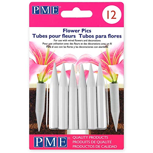 PME Medium Mittlere Blumenbilder, Packung mit 12 Stück, Kunststoff, Weiß, 0.8 x 0.8 x 5.6 cm, Einheiten