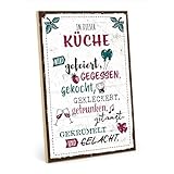 TypeStoff Holzschild mit Spruch – Küche – im Vintage-Look mit Zitat als Geschenk und Dekoration zum Thema Familie, Freunde und Freude - HS-00932
