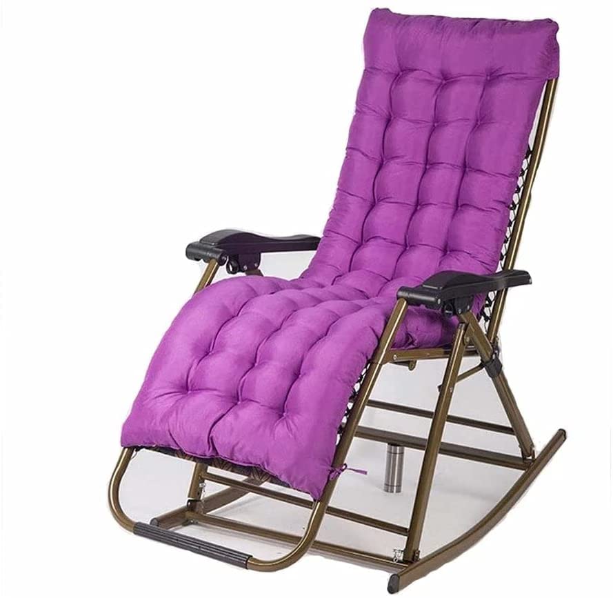 HHLYY Klappbarer Schaukelstuhl Balkon-Liegestuhl ist sehr geeignet für Erwachsene zum Zusammenklappen von Outdoor-Patio-Zubehör Schaukelstuhl (Color : Red Jacquard Chair+Purple)