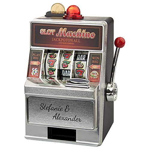 Geschenke 24 Spielautomat Spardose (mit Gravur): originelles Geldgeschenk, Spardose Casino Optik mit Sound – Geburtstagsgeschenk, Partner Geschenke, Hochzeitstagsgeschenk