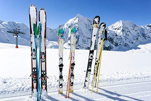 Renaiss 3x2m Ski Boards Schnee Bergkulisse Winter Skifahren Sport Outdoor Abenteuer Fotografie Hintergrund Weihnachten Neujahr Vinyltapete Fotostudio Requisiten