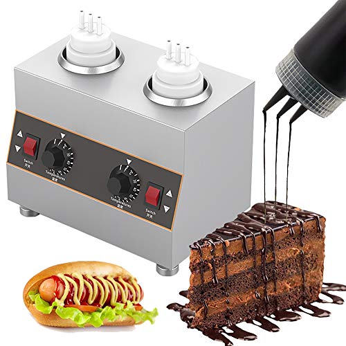 SalmophC Elektrischer Soßenwärmer, multifunktionale handelsübliche Marmeladenwärmemaschine mit Einstellbarer Temperatur Saucenwärmer mit 1-3 Quetschsaucenflaschen
