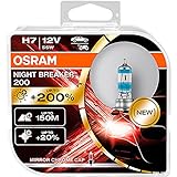 Osram NIGHT BREAKER 200, H7, + 200% Licht, Halogenlampe für Scheinwerfer, 64210NB200-HCB, 12-V-Auto, Doppelbox (2 Lampen), Silber, 2 Stück , (1er Pack)