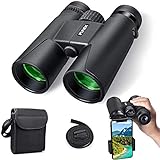 Fernglas 10x42 Kompakte Ferngläser Professionelle Feldstecher HD Wasserdicht Binoculars, für Vogelbeobachtung, Wandern, Jagen, Sightseeing, FMC-Linse, Tragetasche und Smartphoneadaptera