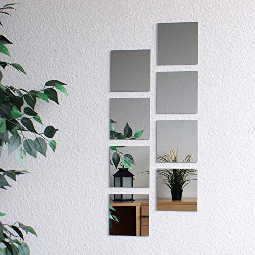 Wohaga 8er Set Spiegelfliesen 'Image 15' Wanddekoration klar spiegelnd, ca. je 15x15cm