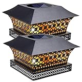 Siedinlar Solar Pfostenleuchte Solarlampen für Außen Warmweiss LED Lampe Metall Wasserdicht Garten Deko für 10x10 12x12 cm Zaun Hölzerne Pfosten (2 Stück)