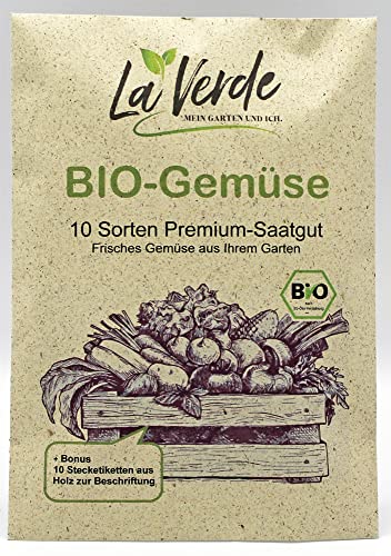 BIO Gemüse Samen Set - Premium Saatgut - 10 Sorten Gemüse für erntefrisches Gemüse aus Ihrem Garten