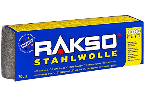 RAKSO Stahlwolle Banderole 200g extrafein 0000 poliert gewachstes Holz, Kupfer, Messing, mattiert Oberflächen, säubert Glas